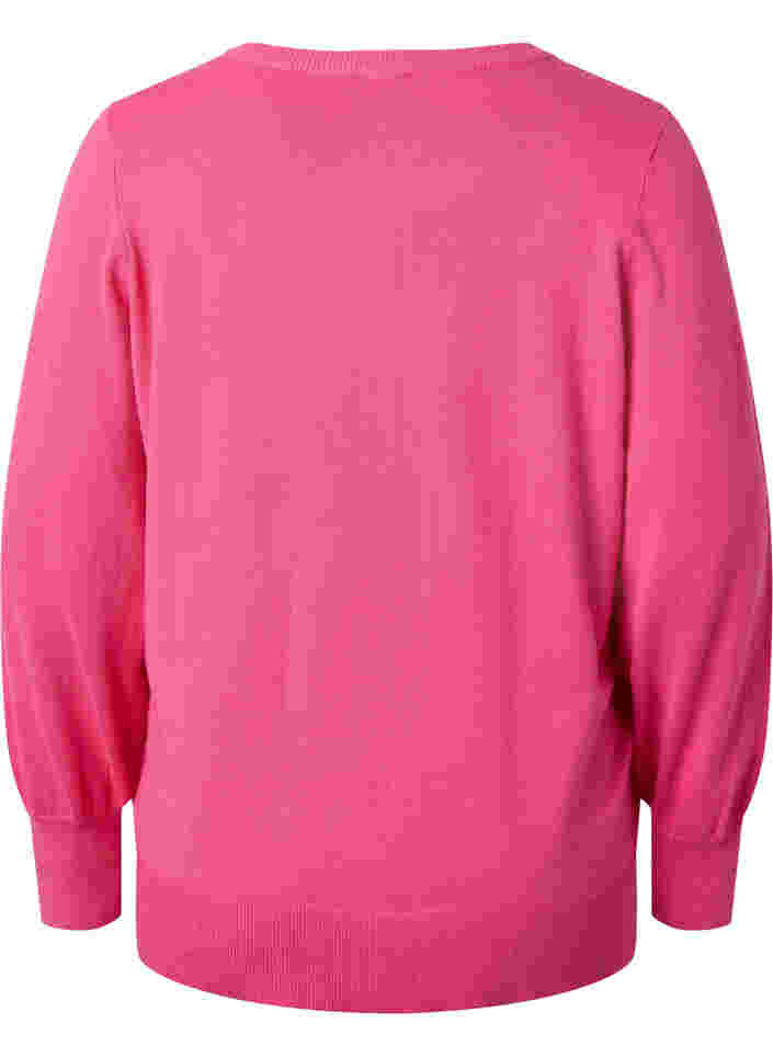 Ribbet cardigan med knappelukking, Hot Pink, Packshot image number 1