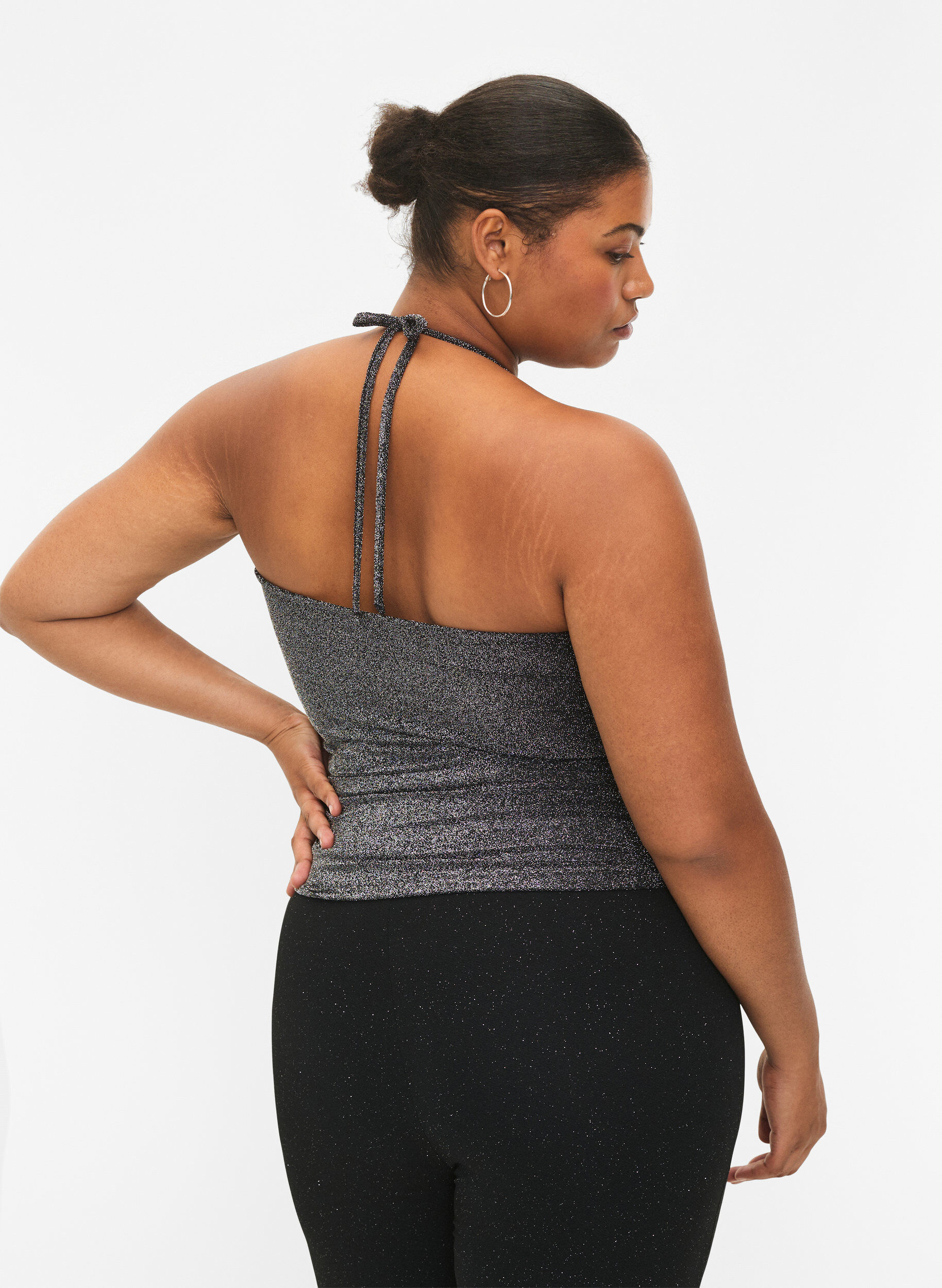 Zizzi Overdel i s&oslash;lv uten ermer, Black Silver, Model image number 1