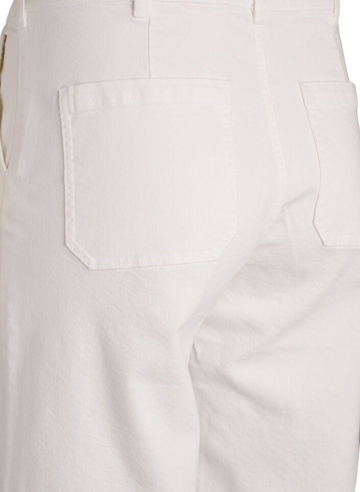 Myra jeans med h&oslash;y midje og wide fit, Hvit, Packshot image number 3