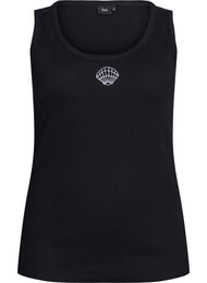 Figurnær topp med motiv, Black w. White Shell