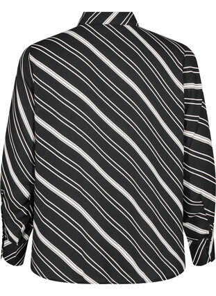 Zizzi Stripete skjorte med lange ermer, Black Stripe, Packshot image number 1