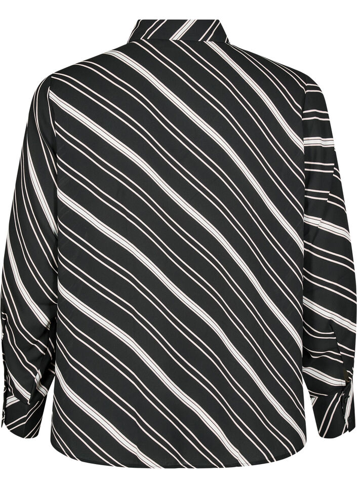 Stripete skjorte med lange ermer, Black Stripe, Packshot image number 1