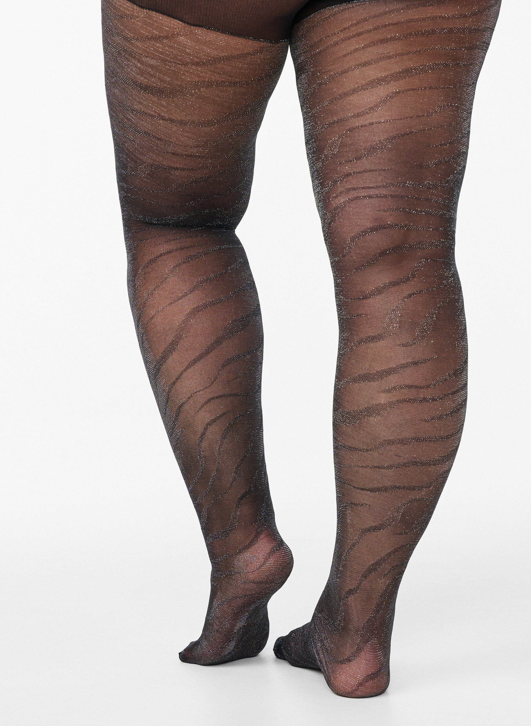 Zizzi Tights med glittersebra og 30 denier, Svart, Model image number 1