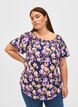 Blomstret viskosebluse med korte ermer, Small Flower AOP, Model image number 0