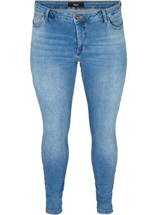 Ekstra slim Nille jeans med høyt liv, Light blue denim, Packshot image number 0