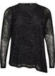 Meshbluse med paisleytrykk og asymmetrisk kant, Svart, Packshot image number 0