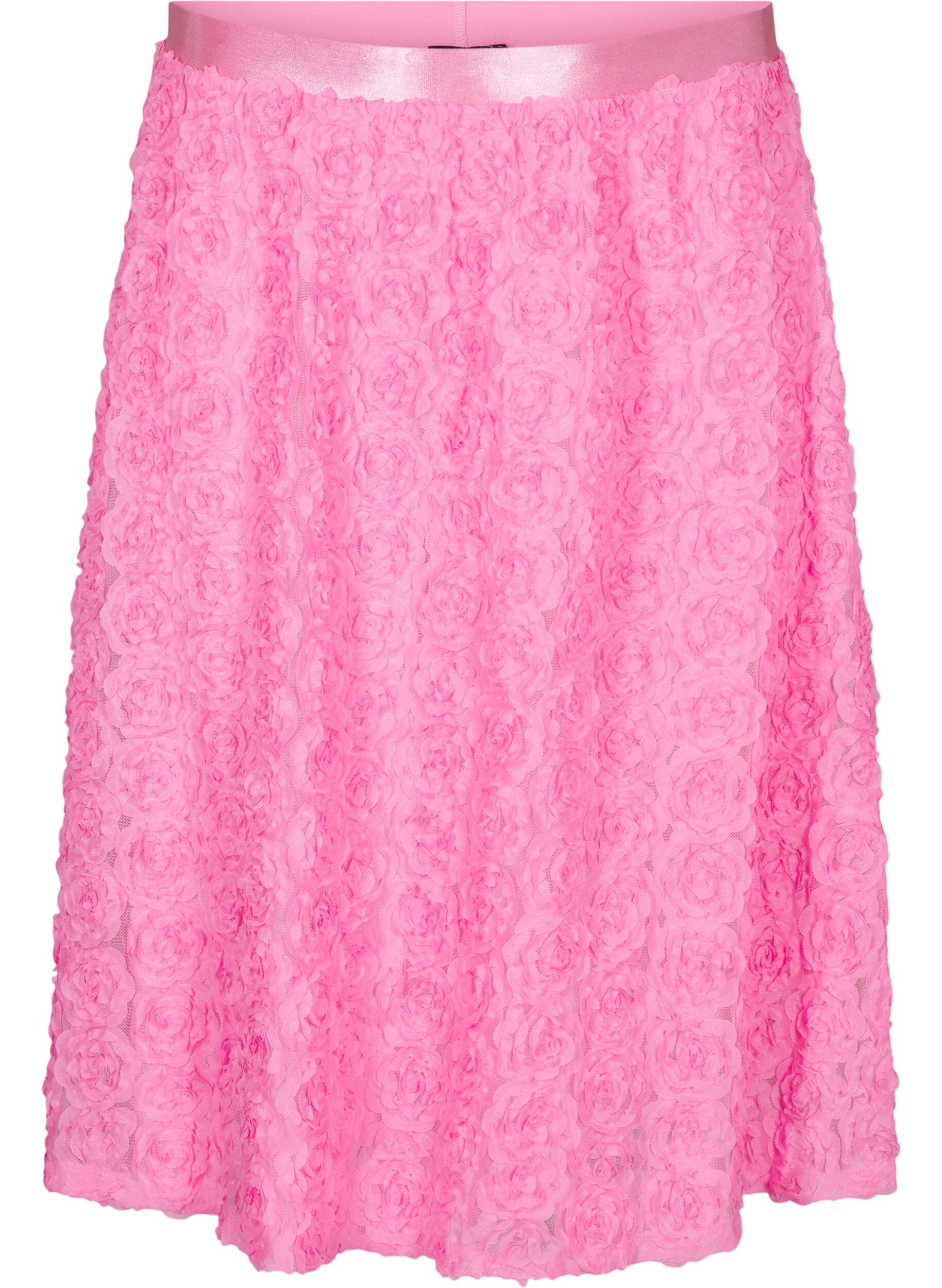 Zizzi Midiskj&oslash;rt med 3D-blomster, Dianthus, Packshot image number 0