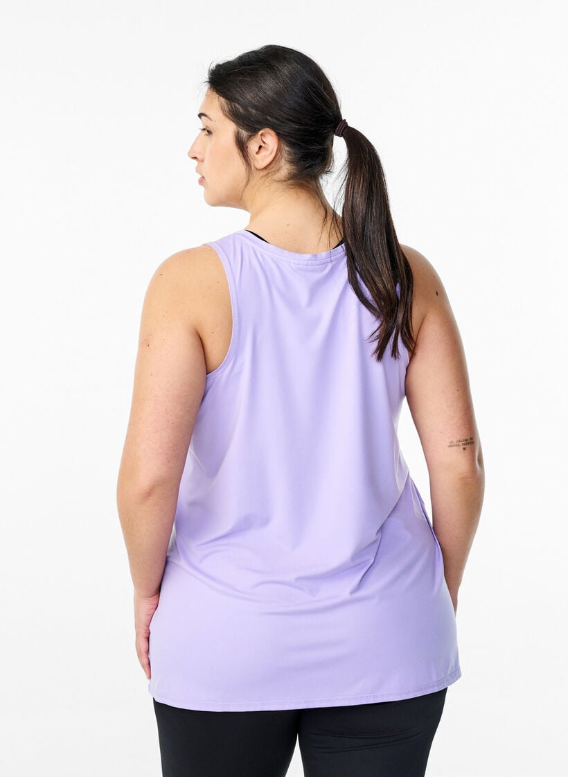 Ensfarvet treningstopp med rund hals, Lilla, Model image number 2