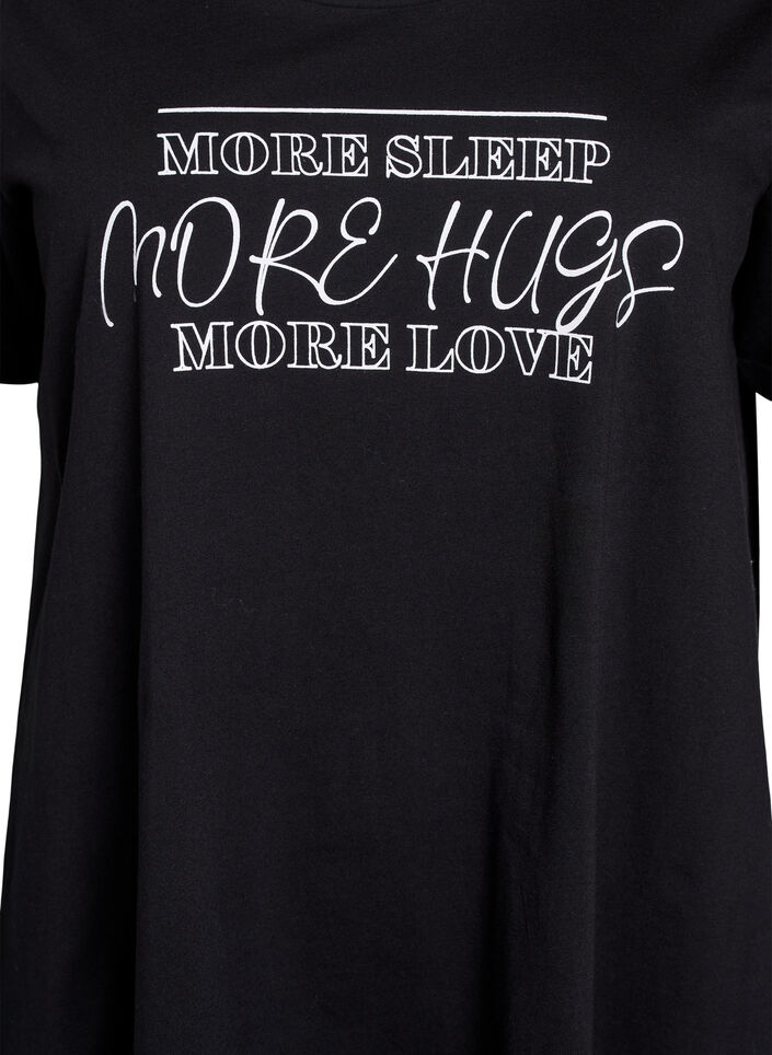 Kortermet nattkjole i &oslash;kologisk bomull, Svart, Packshot image number 2