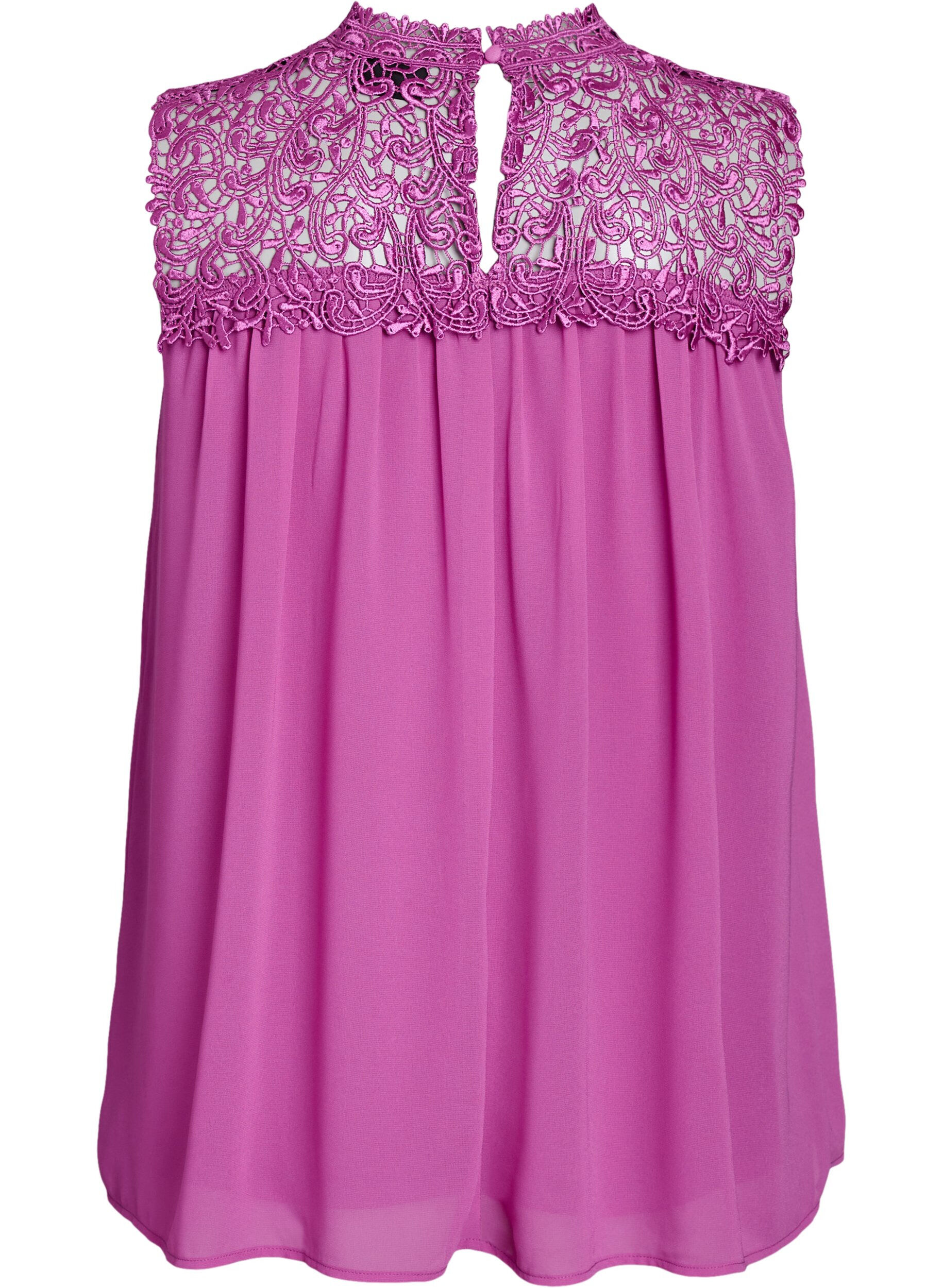 Zizzi Ermel&oslash;s festtopp med hekling, Lilla, Packshot image number 1