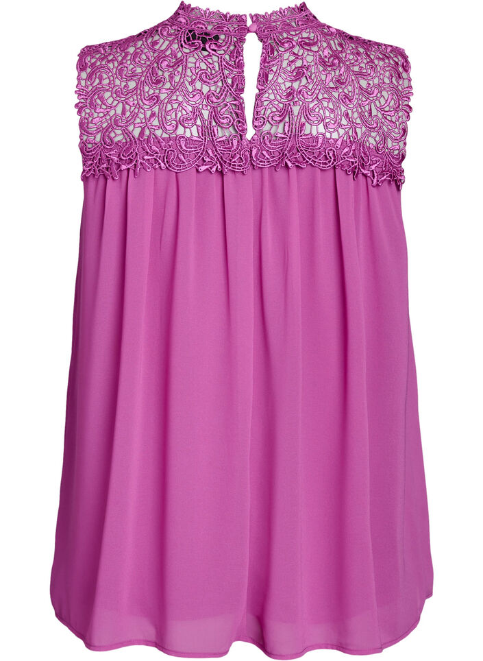 Ermeløs festtopp med hekling, Lilla, Packshot image number 1