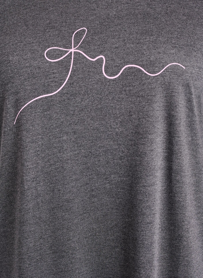 Kortermet nattkjole med teksttrykk, Svart, Packshot image number 2