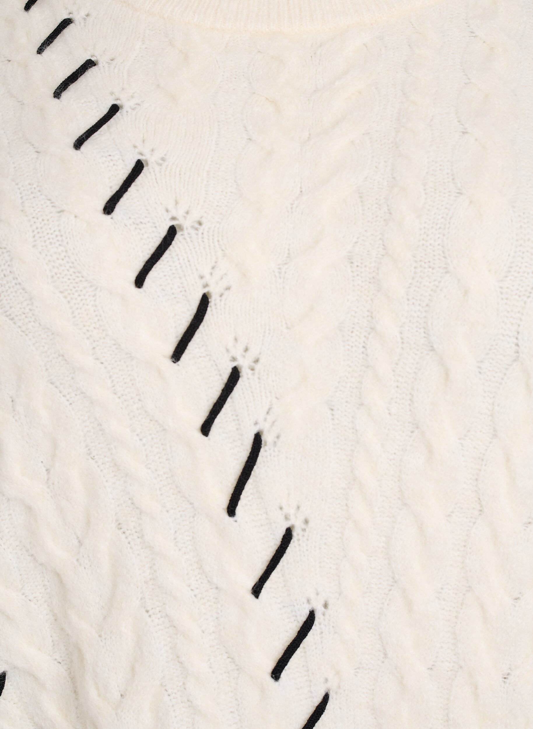 Zizzi Strikkebluse med flettem&oslash;nster og kontrastdetaljer, Beige, Packshot image number 2