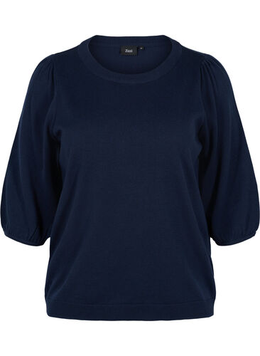 Strikkegenser med 3/4-ermer, Navy Blazer, Packshot image number 0