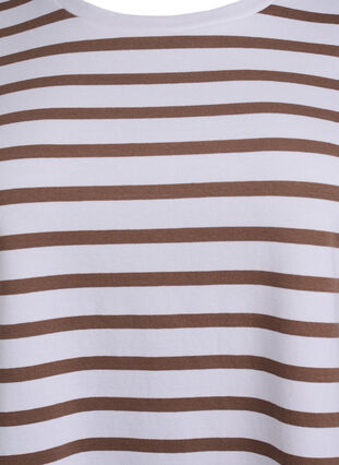 Zizzi T-skjorte i økologisk bomull med striper, Brun, Packshot image number 2
