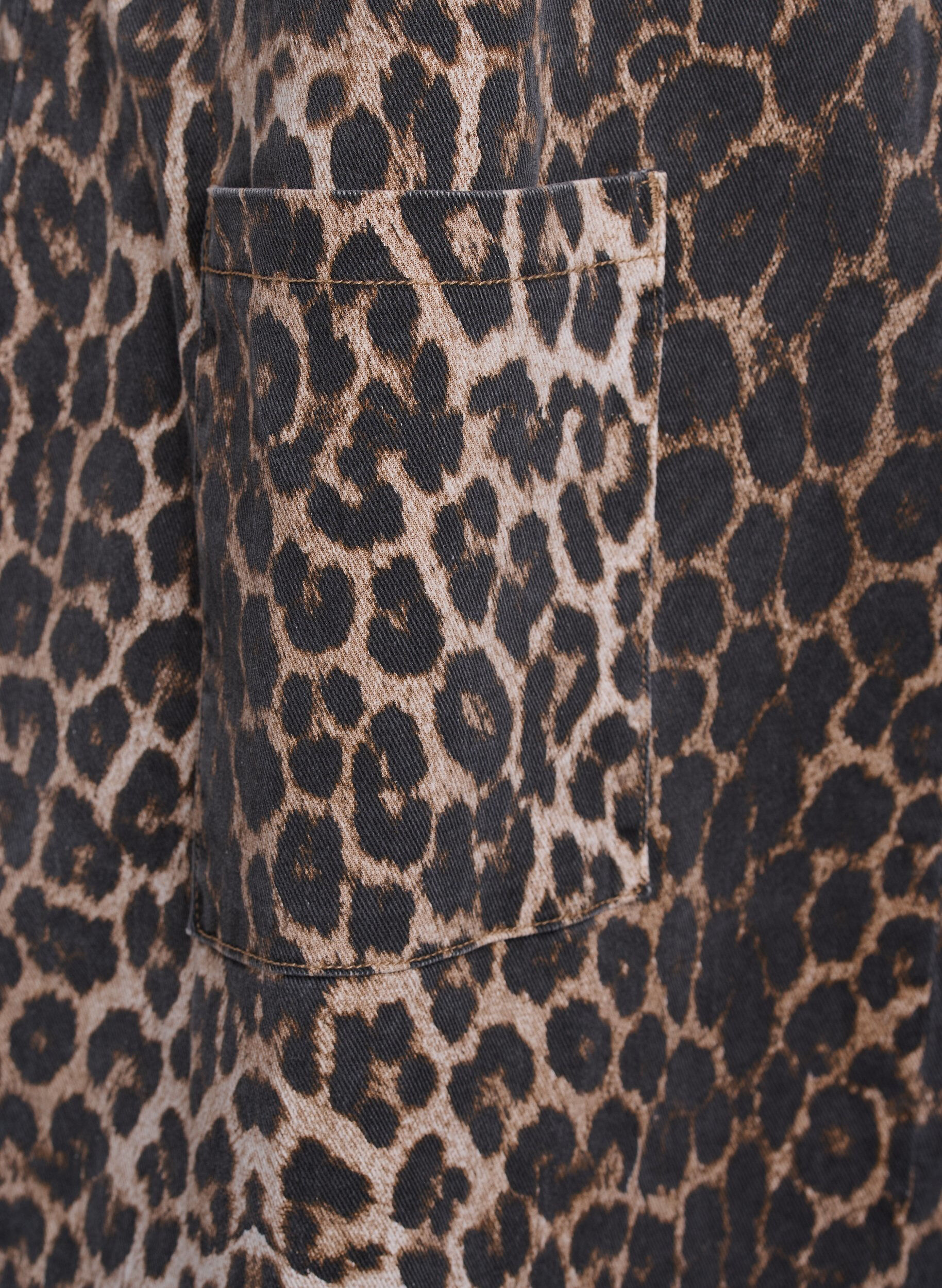 Zizzi Spencerkjole med lommer og leopardm&oslash;nster, Brun, Packshot image number 3