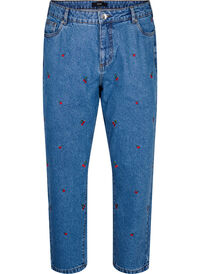 Mille mom-fit jeans med broderi