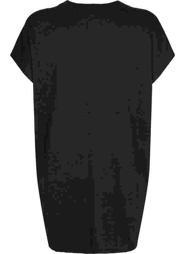 Strikkekjole med glitter og korte ermer, Black W/Lurex, Packshot image number 1