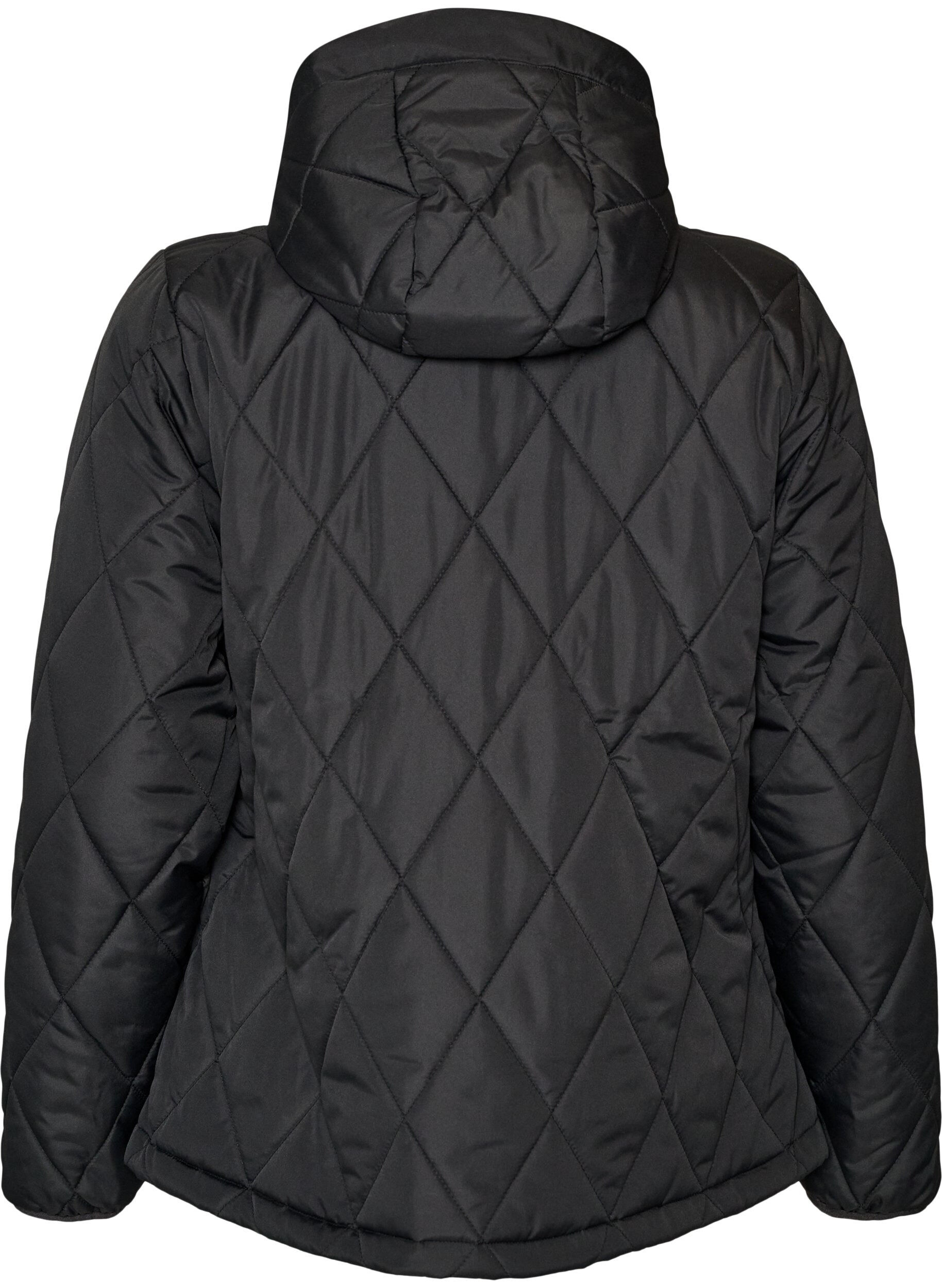 ZizziLett vattert jakke med diamantquilt, Svart, Packshot image number 1