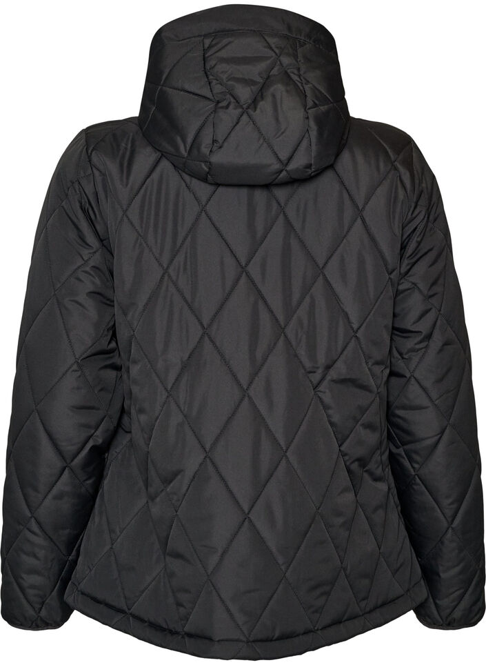 Lett vattert jakke med diamantquilt, Svart, Packshot image number 1