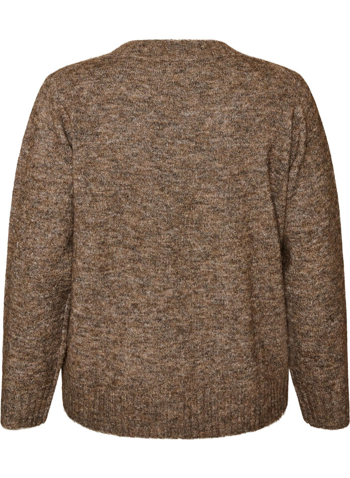 Genser med V-hals, Brun, Packshot image number 1