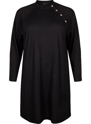 Zizzi Jerseykjole med knapper, Black, Packshot image number 0