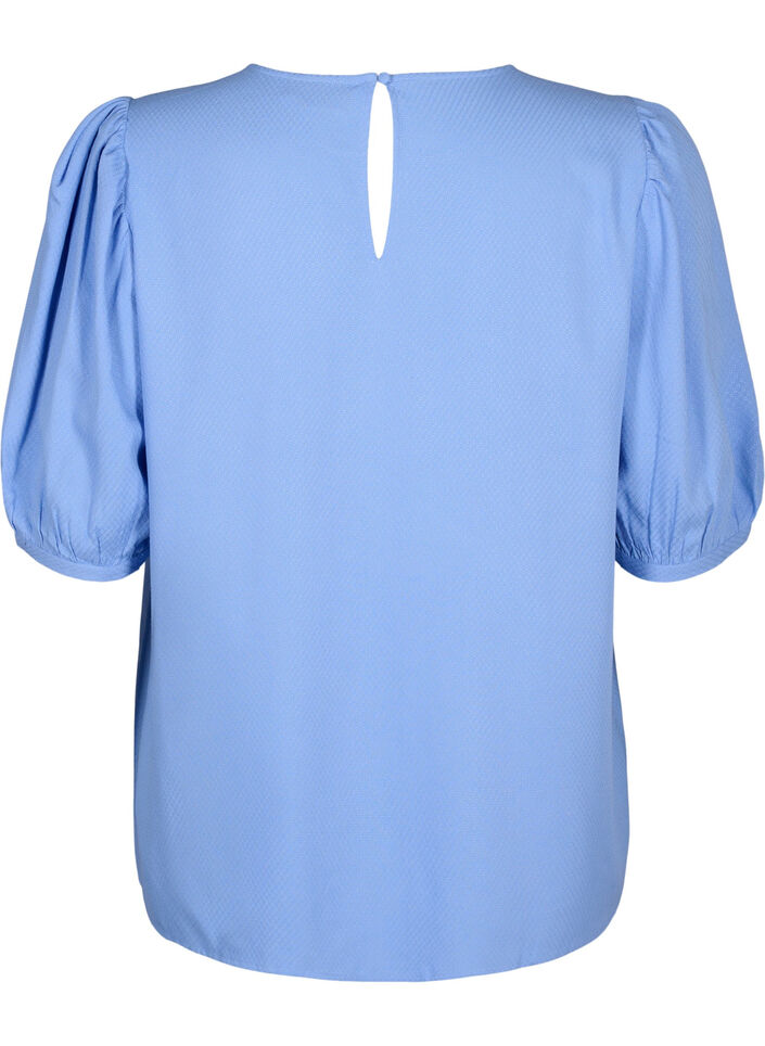 Viskosebluse med 1/2-ermer, Cornflower Blue, Packshot image number 1