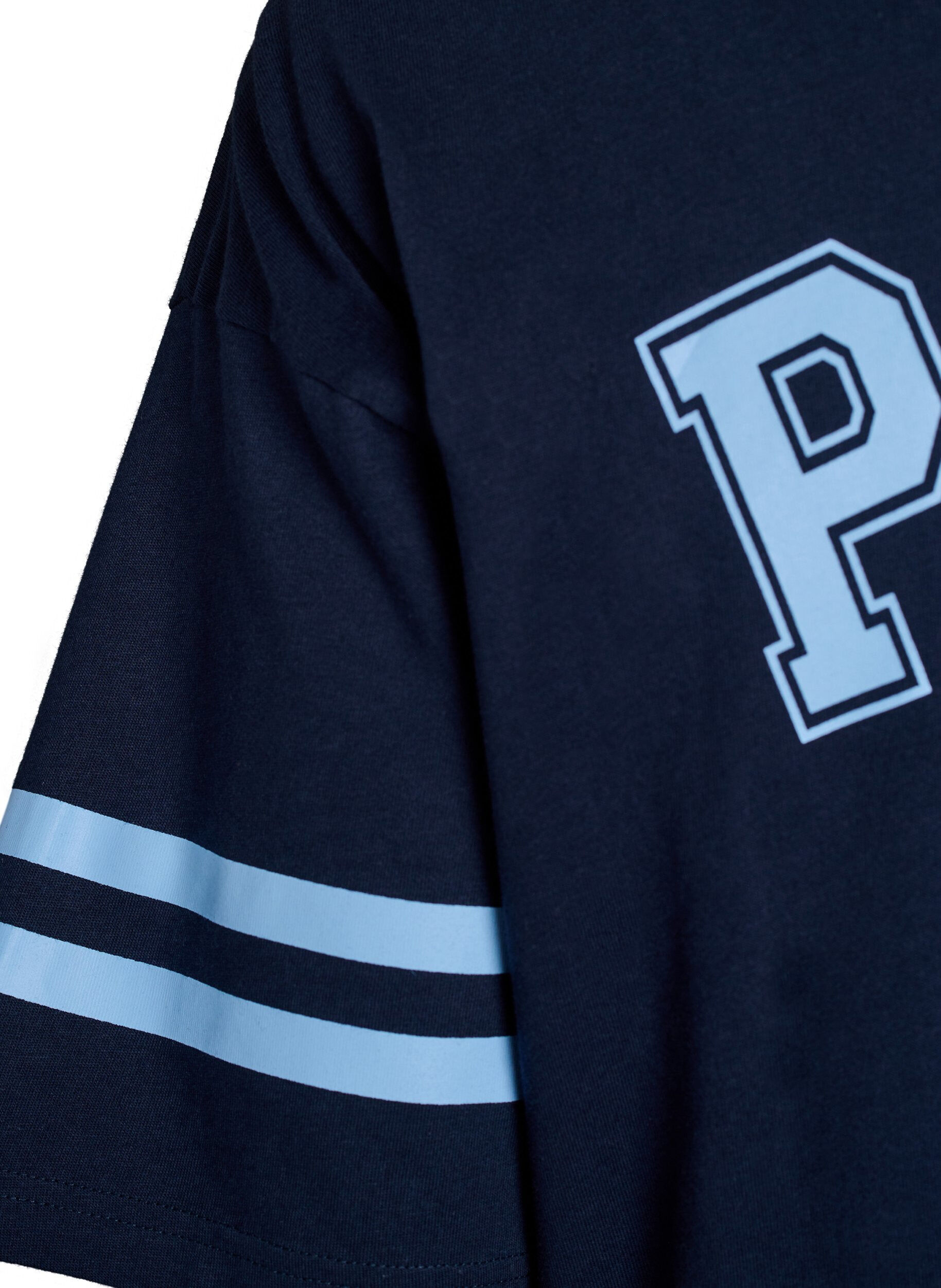 Zizzi Short T-shirt dress with sporty details, Blue, Packshot image number 4