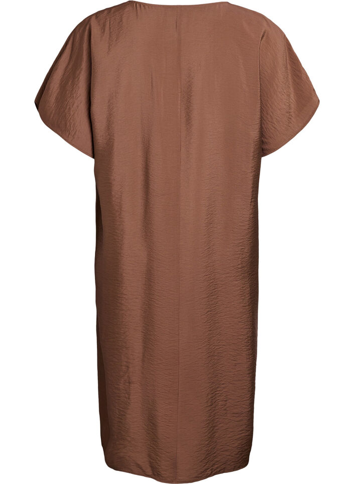Kjole med V-hals i viskose, Brun, Packshot image number 1