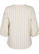 Bomullsbluse med striper og trekvartlange ermer, Eggnog Stripe, Packshot image number 1