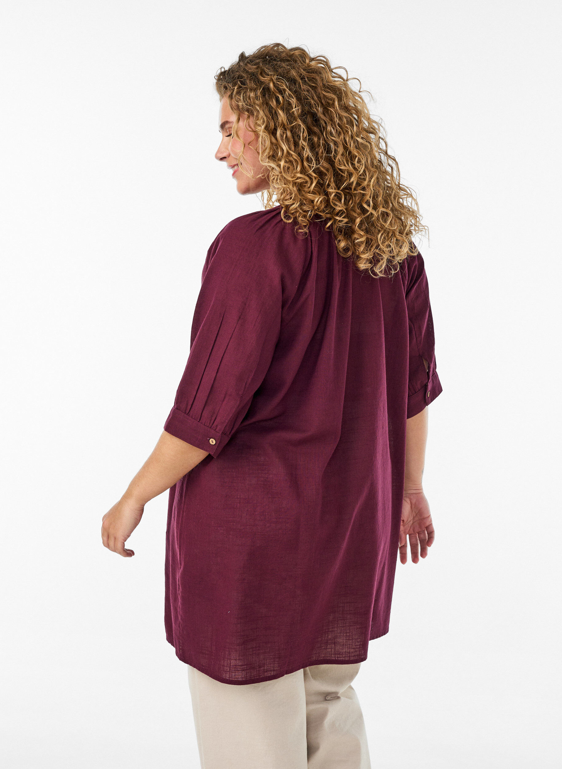 ZizziBomullstunika med V-hals, R&oslash;d, Model image number 2