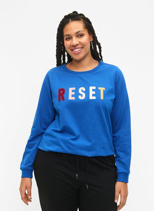 Sweatshirt med tekst, Victoria b. W. Reset, Model image number 0