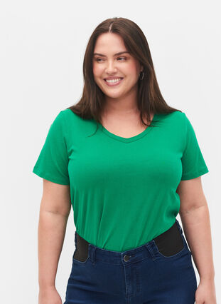 Ensfarget basis T-skjorte i bomull, Jolly Green, Model image number 0