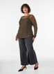 Bluse i mesh med m&oslash;nster og glitrende tr&aring;d, Brun, Model image number 1