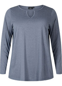 Melange bluse med lange ermer
