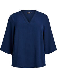 FLASH - Bluse med 3/4 ermer, Blå FLASH - Bluse med 3/4 ermer