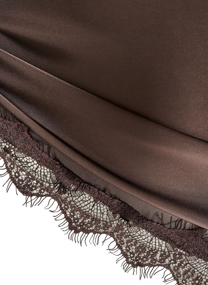 Satengskjerf med blondekant, Brun, Packshot image number 2