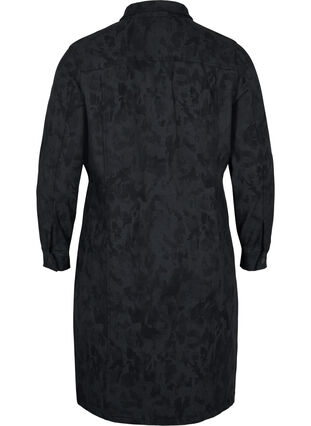 Mønstrete kjole med krage og knapper, Black, Packshot image number 1