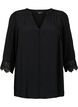 Viskose-skjorte med v-hals, Black, Packshot image number 0
