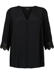 Viskose-skjorte med v-hals, Black