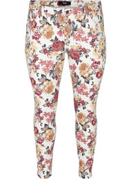 Super slim Amy jeans med blomstermønster, White Flower AOP
