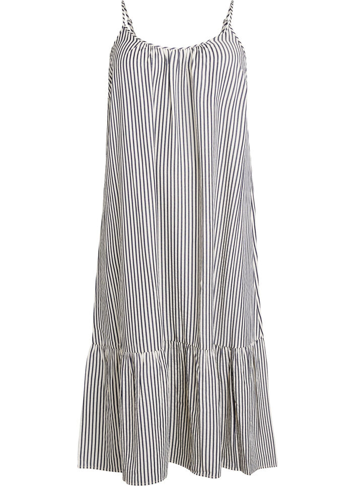 Sommerkjole med striper og A-form, Svart, Packshot image number 0