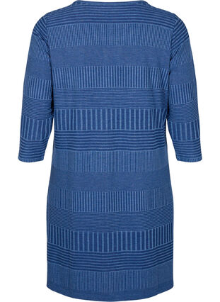 Kjole med 3/4-lange ermer og stripemønster, Estate Blue Melange, Packshot image number 1