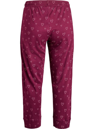 Zizzi Bomullspyjamasbukser med høy midje, Mørk Bordeaux, Packshot image number 1