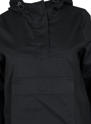 Anorakk med hette og lomme, Black, Packshot image number 2