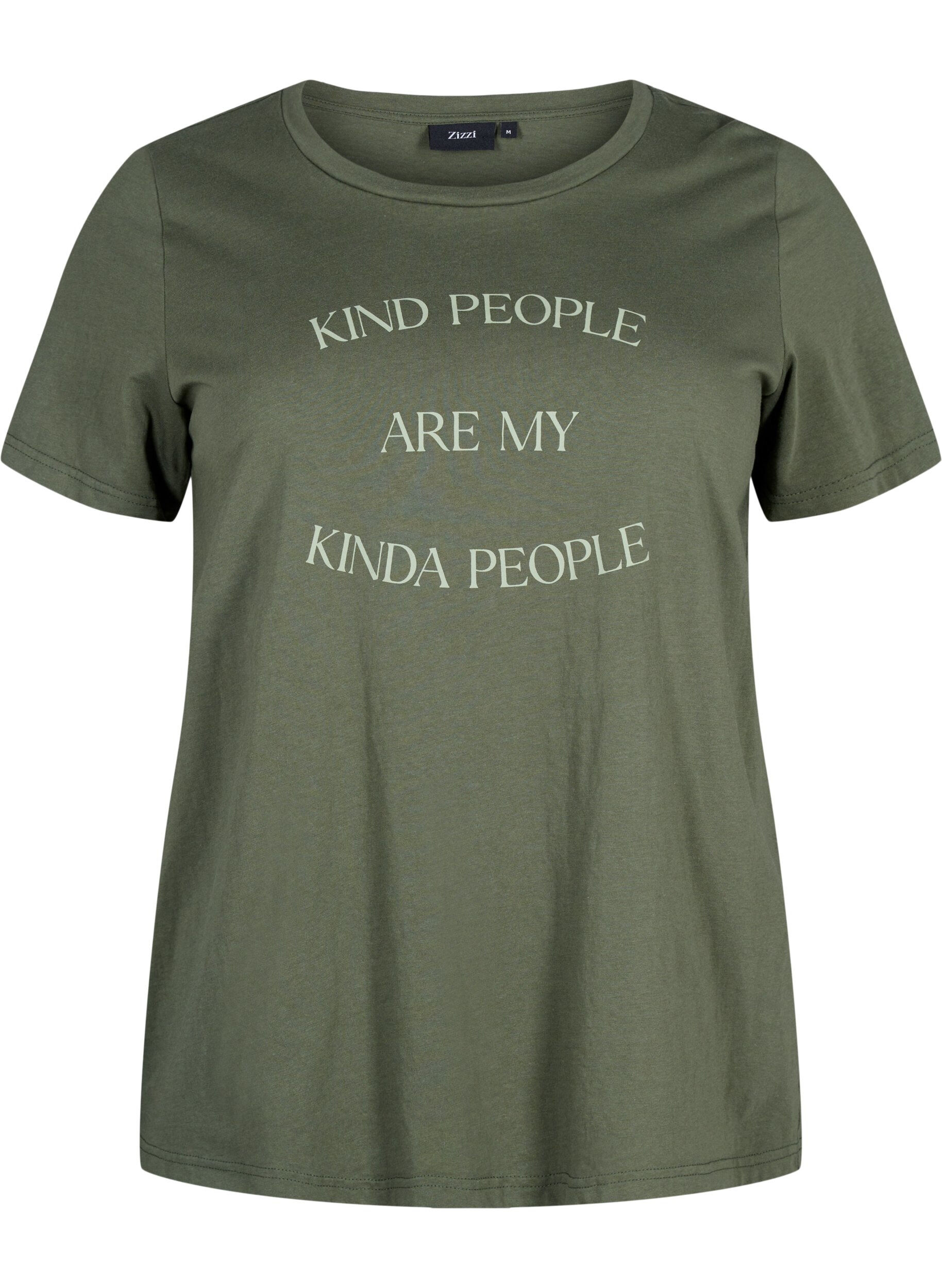 Zizzi T-skjorte med motiv, Thyme w. Kind People, Packshot image number 0