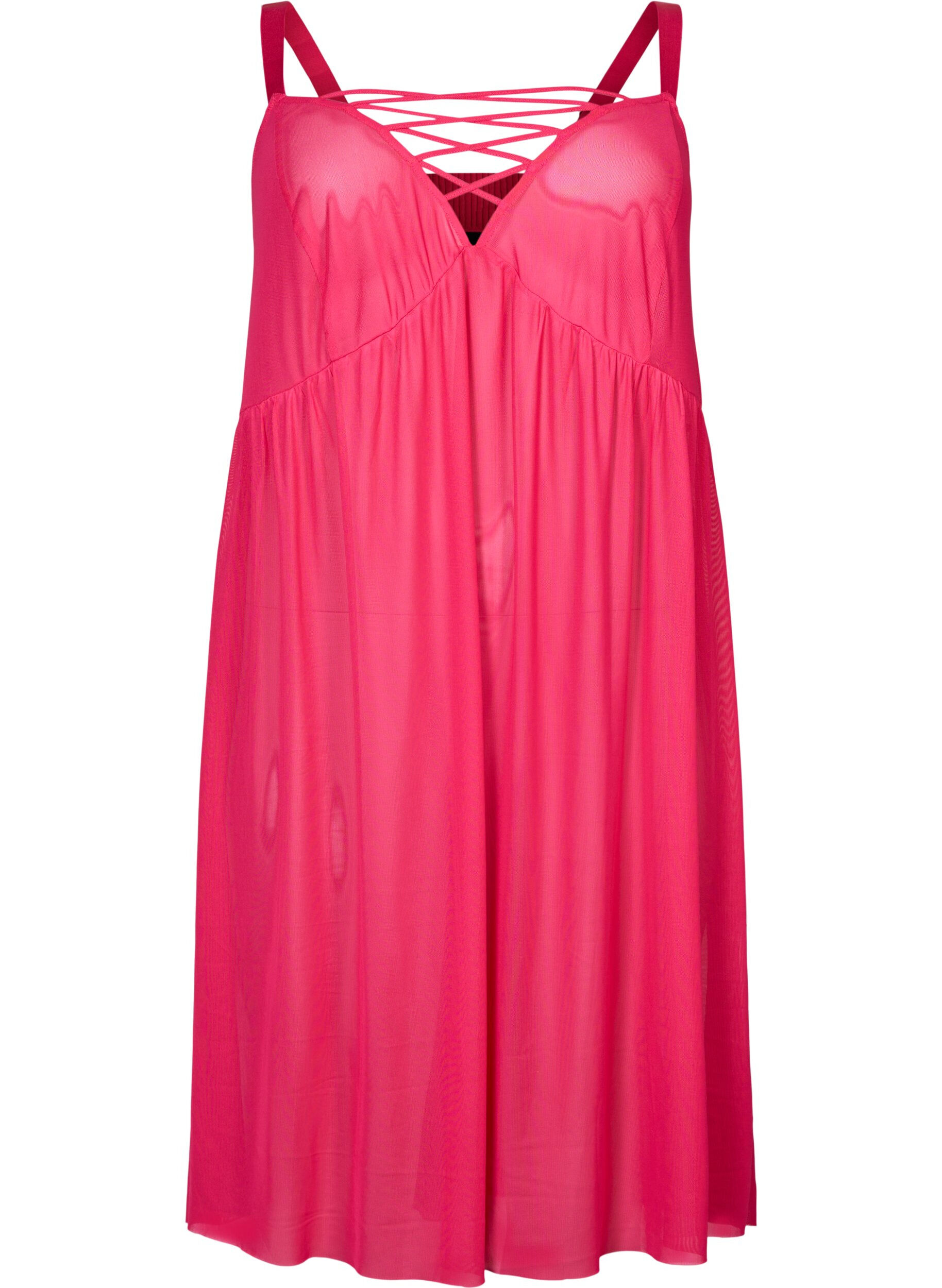 Zizzi Nattkjole i mesh med string, Jazzy, Packshot image number 0