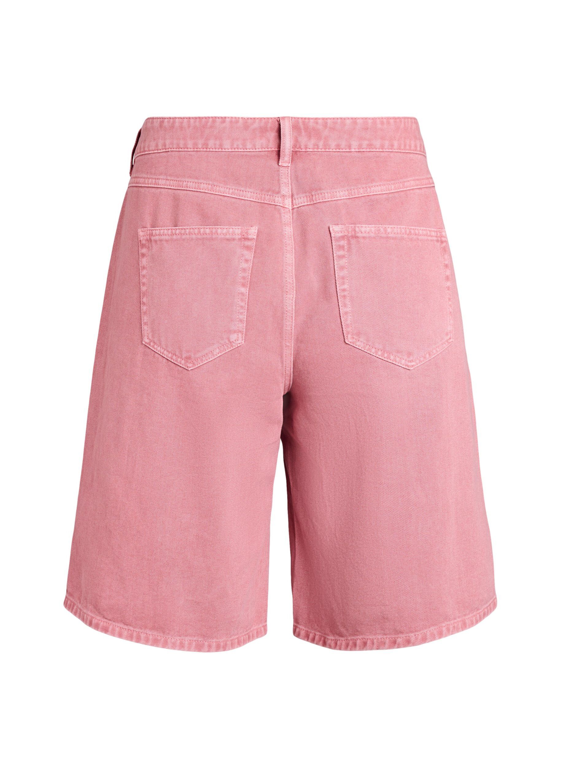 Zizzi Bermudashorts i farget denim med h&oslash;y midje, Rosa, Packshot image number 1