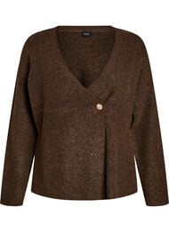 Strikket cardigan med asymmetrisk lukking, Brun
