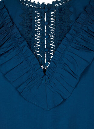 Bluse i viskose med volanger og broderidetaljer, Titan, Packshot image number 2